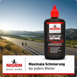NIGRIN BIKE-CARE olio per catene per tutte le stagioni, flacone da 100 ml, riduce l'attrito, rende le catene di biciclette più scorrevoli