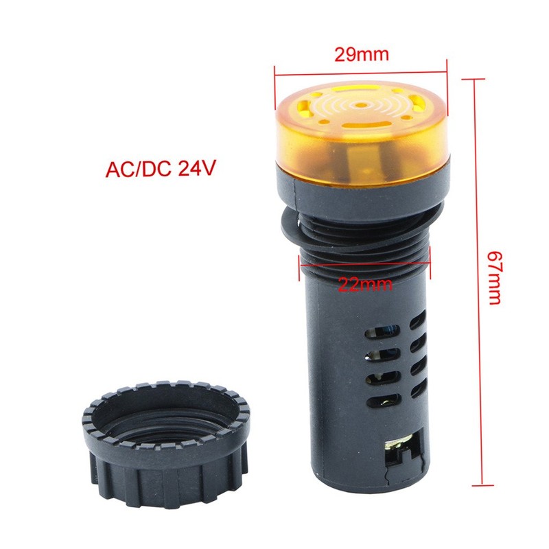 22mm DC 24V Yellow LED Flashing Buzzer Pilot Panel Indicator