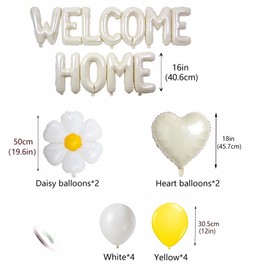 Herzlich Willkommen - Palloncino in pellicola con coriandoli a forma di cuore e margherita, decorazione per feste di benvenuto, bambini, famiglia, feste (24 pezzi)