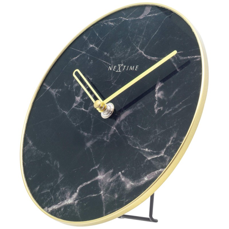 NexTime Table/Wall Clock-Diameter 20 cm-Glass/Metal-Black-'Marble, 20 x 0.8 cm