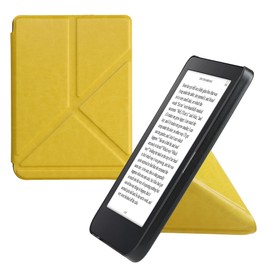 kwmobile Origami Case Compatible with Kobo Clara 2E / Tolino Shine 4 Case - Slim PU Leather Cover with Stand - Yellow