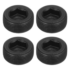 uxcell 4Pcs Male Thread Socket Pipe Plugs, M27-1.5x12mm Carbon Steel Internal Hex Thread Pipe Caps for Pipe Fitting and Sealing, Black