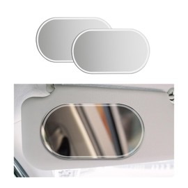 Ziciner 2 PCS Car Visor Vanity Mirror, Stainless Steel Sun-Shading Cosmetic Mirror, Wife Girlfriend Makeup Mirror for Car, Universal Car Accessories (Oval, Medium)