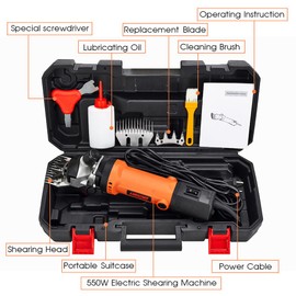 AMYWMS Sheep Shears Electric 550W - Upgraded Professional Sheep Clippers Two Blades, 6 Speed Heavy Duty Livestock Haircut for Grooming Sheep Goats Large Dog Thick Coats Animals No Lubricant(Orange)