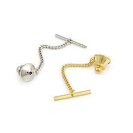 Tie Tack Clutch with Chain Assortment - One Silver Color & One Gold Color Tie Tack Back with Chain and Bar