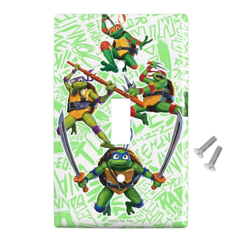 TMNT Mutant Mayhem Group Shot Plastic Wall Decor Toggle Light