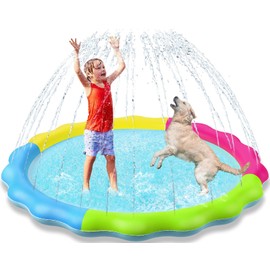 Jasonwell Kids Dog Splash Pad Sprinkler Non Slip Dog Sprinkler Pad Splash Pool Puppy Dogs Pool Summer Outdoor Water Toys Backyard Durable Splash Pad for Toddlers Kids Small Medium Large Dogs Pet