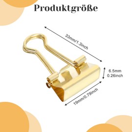 Pack of 80 Foldback Clips Metal Binder Clips Foldback Clips 19 mm (0.75 Inch) Binder Clips Sturdy and Reusable for Office School Paper Clips Documents Gold