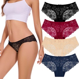Sunm Boutique 4 Pack Womens Underwear Invisible Seamless Bikini Lace UnderwearPanties
