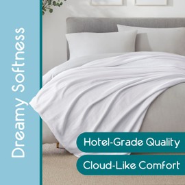 Full/Queen Size 100% Cotton Blanket | Super Soft Breathable Lightweight Throw Blanket | All-Season Knit Blanket | Versatile Hotel Luxury | Easy Care Full Size Cotton Blanket | Oeko-Tex Blanket | White