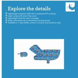 RC Pets Packable Waterproof Rain Poncho – Lightweight, Compact & Adjustable Dog Jacket | Medium, Clay Floral