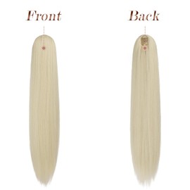 FESHFEN Women’s Ponytail Hair Extension with Drawstring, Long, Straight, Synthetic braid Hair Extensions, Hair Extensions for Women, 70 cm, Ash blond