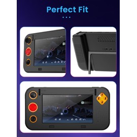 for My Arcade Atari Gamestation Go Silicone Grip Case With 2Pcs 6H PET Soft Film Screen Protector–Shockproof Non-Slip Full Protective Cover,Anti-Scratch Drop Protection Gaming Console Case,Black