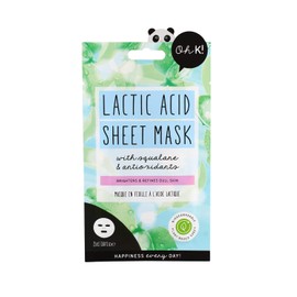 Oh K! Lactic Acid Sheet Mask, For Oily Combination Skin, Purifying and Cleansing, With Added Squalane, Vegan and Cruelty Free, 33g