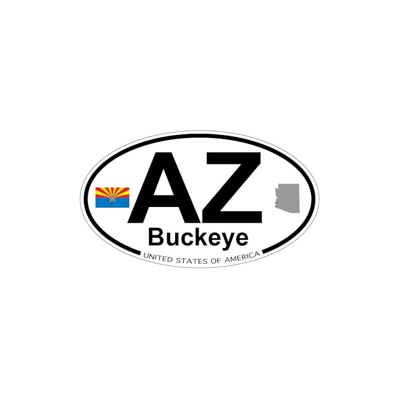 US Decal, Inc. Buckeye, Arizona Oval Sticker with State Flag