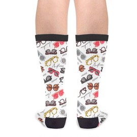 Retro Eyeglasses Casual Cool 3D Printed Crazy Funny Colorful Fancy Novelty Graphic Crew Tube Socks