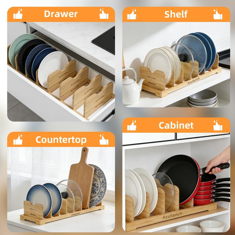 Asufarich Pots and Pans Organizer Under Cabinet, Cutting Board/Baking Sheets