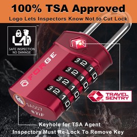 Forge Travel Lock,TSA Approved Luggage Locks for Air Travel, Gym Lockers, School Lockers, Pelican Cases, Gun Case, Easy Read Dials, Durable Alloy Body