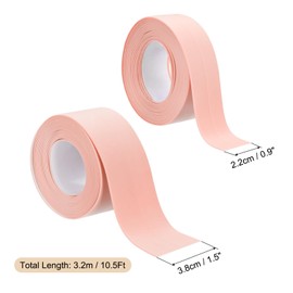 uxcell 2 Rolls Caulk Tape, 1.5" x 10.5Ft & 0.9" x 10.5Ft PVC Waterproof Self-Adhesive Sealing Tape for Kitchen Bathroom Toilet Sink Floor Corner Edge with Sealing Tool, Pink