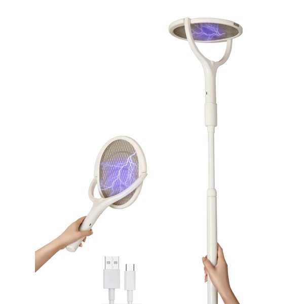 2-Pack Rotating Head Rechargeable Electric Fly Swatter Racket Bug Zapper