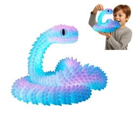 3D Printed Snake, 60cm/23.62inch White Snake Toy with Glow in The Dark Feature, Articular Mobility 3D Snakes, Flexible Articulated Design, Realistic Reptile Model for Kids and Collectors