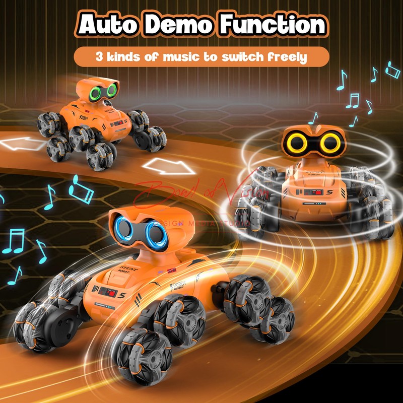 LNNKINE Robot Toy, 8 Wheels Stunt Robot Toys with 2.4Ghz,