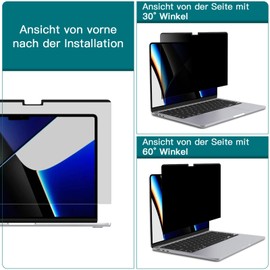 PYS Privacy Screen Protector for MacBook Pro 14 Inch M1 M2 M3 Pro Max Magnetic Privacy Screen Filter Anti-Fingerprint Anti-Blue Light Removable Easy Installation