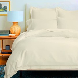 Decfair 100% Egyptian Cotton 1 Piece Premium Quality Duvet Cover Set 600 Thread Count with Zipper Closure & Corner Ties Soft Hotel Quality Bedding Collection (King/ Cal King, Ivory)