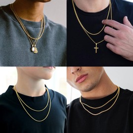 Reoxvo Gold Chain for Men 14k Gold Plated Rope Link Chain Necklace for Men 3 mm Durable Chain 18 inch