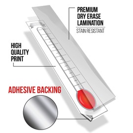 Fundraising Thermometer Goal Setting Chart - Dry Erase Reusable Fundraiser Tracker for Goals Adhesive Decal - 11x48