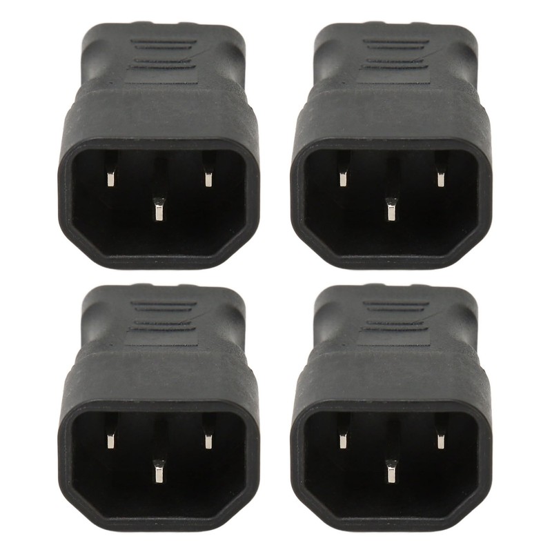 4Pcs IEC320 C14 to IEC320 C7 Power Adapter Universal Black