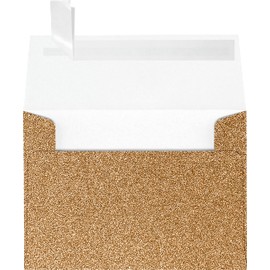 LUXPaper A1 Invitation Envelopes for 3 1/2" x 4 7/8" Cards in 90lb. Rose Gold Sparkle, Printable Envelopes for Invitations w Peel and Press Seal, 50 Pack, Envelope Size 3 5/8 x 5 1/8 (Gold)