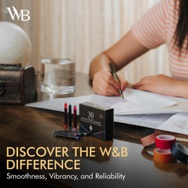 Wordsworth & Black 30 Pack Fountain Pen Ink Refills - Set of 30 Black Ink Cartridges - International Standard Size - Length APPR 2.3" - Base Diameter APPR 0.24" - Disposable and Generic