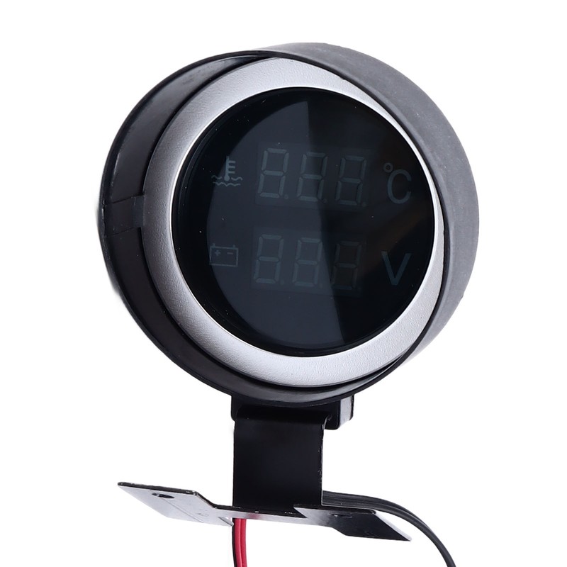 Water Temp Gauge Voltmeter 2 in 1 Round Digital Display