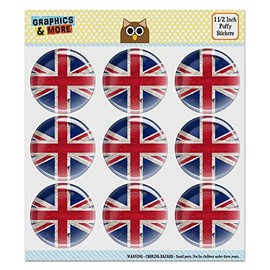Rustic Distressed United Kingdom British Flag Puffy Bubble Dome Scrapbooking Crafting Sticker Set
