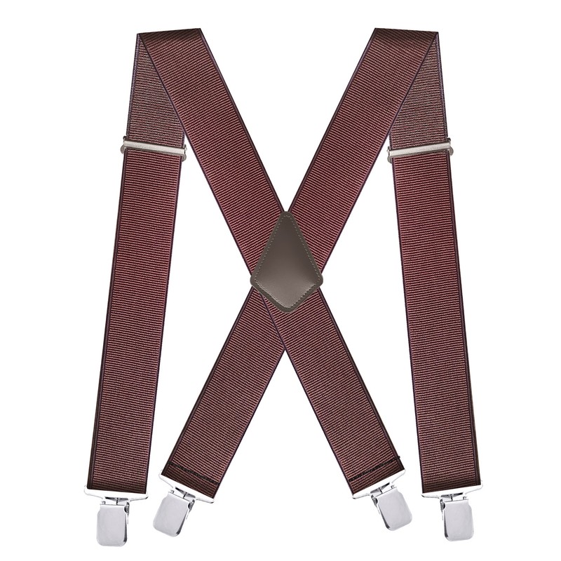 Wide X-Back Suspenders for Men – Adjustable 4-Clip Elastic Straps