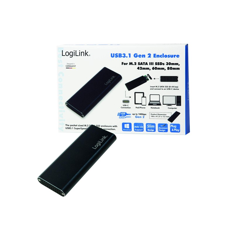 LogiLink UA0314 USB 3.1 Hard Drive Enclosure for M.2 SATA