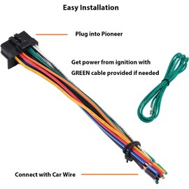 RED WOLF ISO Car Stereo Wiring Cable Lead 16 Pin Connector Plug Fit for Pioneer DEH AVH AVIC MVH FH SPH CDP FH Model 2010 Up Replacement for Aftermarket Radio Wire Loom Adaptor 16 PIN