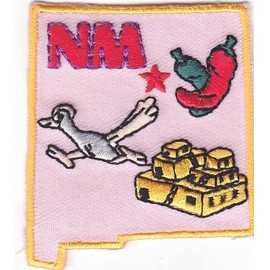 "NM" - NEW MEXICO STATE SHAPE - Iron On Embroidered Applique Patch