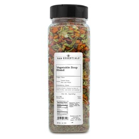 Raw Essentials Vegetable Soup Blend | Dehydrated Savory, Earthy Veggies for Soups, Ramen, Broths, Grain Dishes & Omelets | Non-GMO, Gluten-Free, Vegan, Paleo | 8 oz Bottle