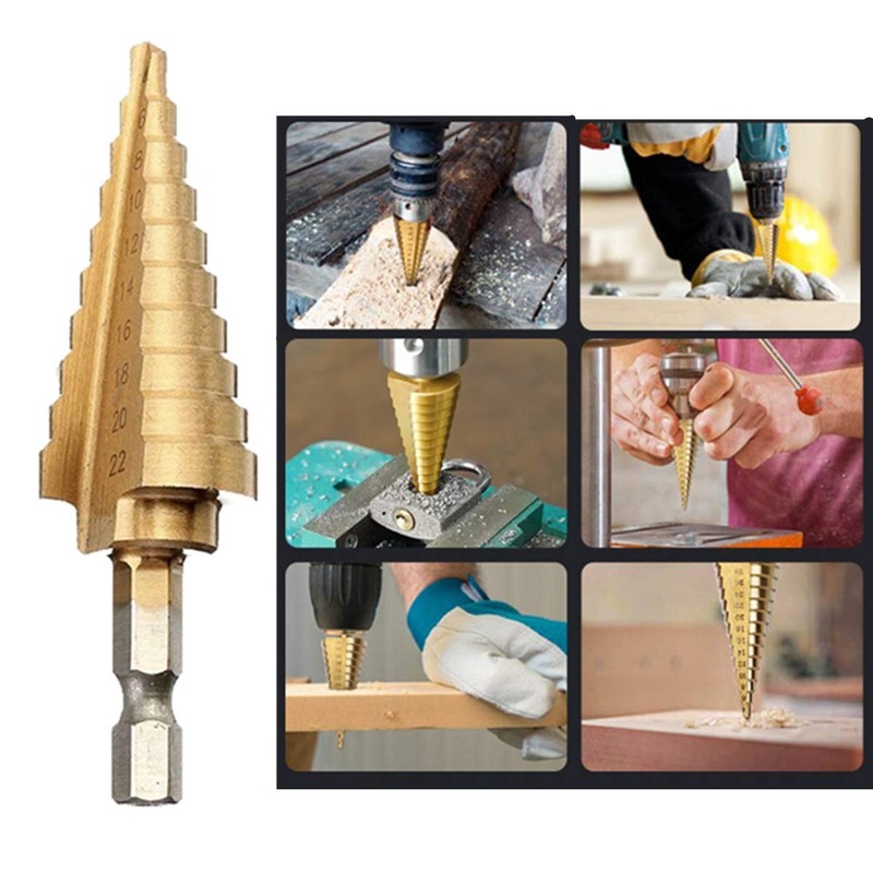 Step Drill, Hexagonal Shaft, Titanium Coating, Sharp, HSS Steel, Drill,
