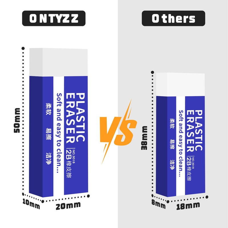 ONTYZZ 10 Pcs White Erasers Soft Art Erasers Large White