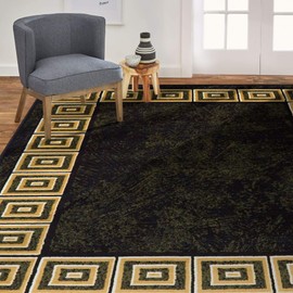 Home Dynamix Optimum Eros Area Rug 3'7" x5'2", Geometric Greek Key, Black/Beige