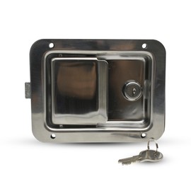 DOJA Barcelona T-shape lock, pack 1, anti-theft trailer lock, 120 x 92 x 36 mm, stainless steel, security locks, for truck box door lock, caravan, van, camping accessories