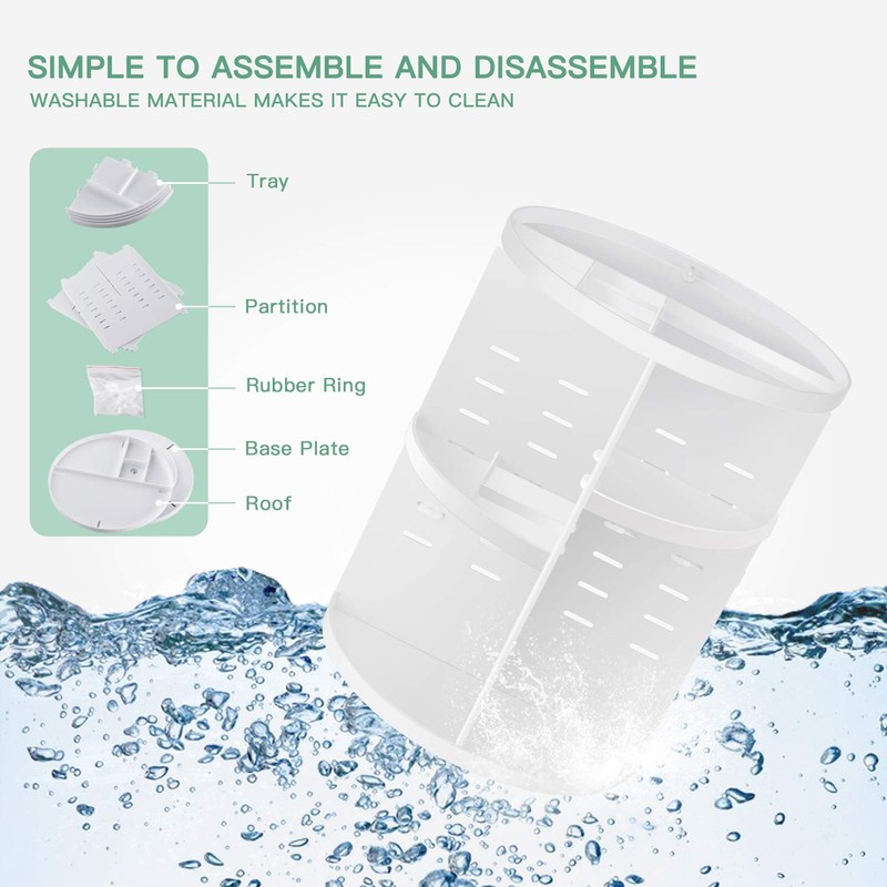 seinlife 360 Rotating Makeup Organizer,DIY Adjustable Spinning Holder,Foldable Cosmetic Storage