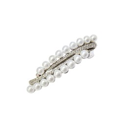 EZ PEACH Barrette, Large, Simple, Fine Line, Semi-Matt, Pipe, Pearl, Wedding Hair Ornament, Bijou, Groomy, Hair Accessory, For Adults, Everyday Use, Hair Accessories, Women's, Barrette, Hair Clip,