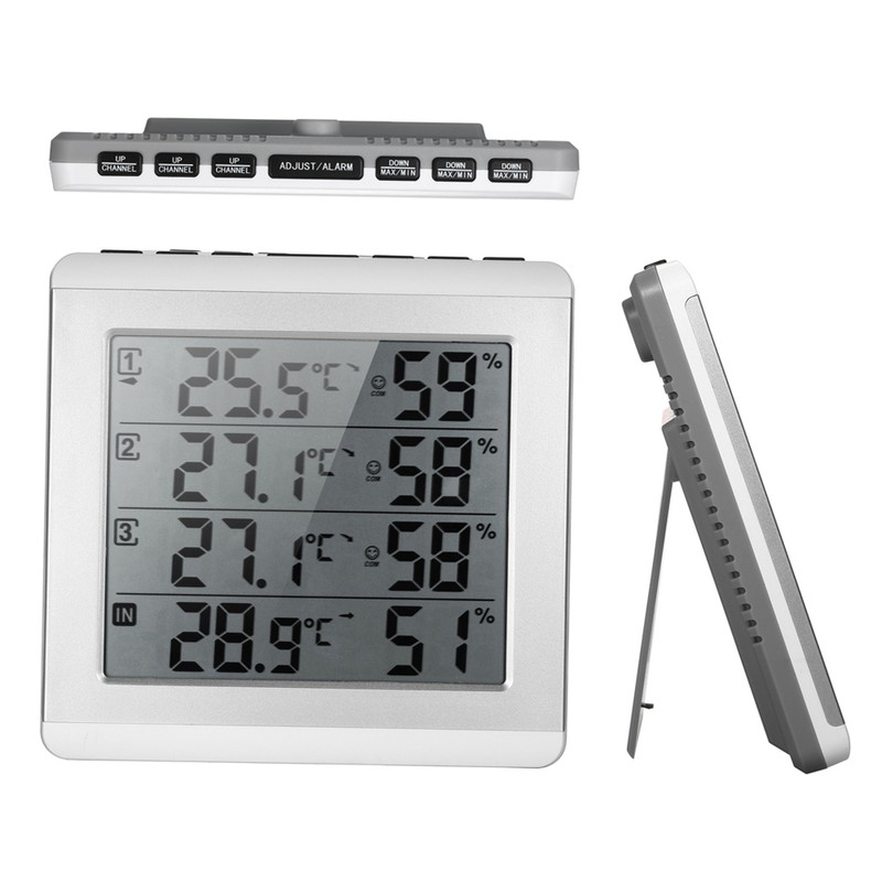 LCD Digital Wireless Indoor/Outdoor Thermometer Hygrometer Four-channel ℃/℉ Temperature Humidity