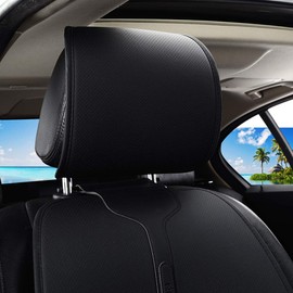 Red Rain Breathable Black Leather Comfort Front Breathable Leather Auto Seat Cushion Cover for Car/Trucks/Automotive 6PCS Car Seat Covers Set (C-Black)