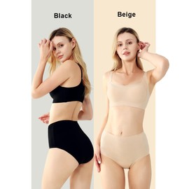 BATTEWA 2-Pack Washable Incontinence Underwear for Women: Seamless, Ultra-Soft, Reusable Bladder Leak Proof Panties with 50ml Protection(Black-Beige, 3X-Large)