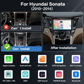 Inefala 8-Core 4+64G Android Car Stereo Screen for Hyundai Sonata 2010-2014 Radio Upgrade, 9'' Touch Screen with Wireless CarPlay Android Auto, Mirror Link, GPS Navigation, AHD Backup Camera